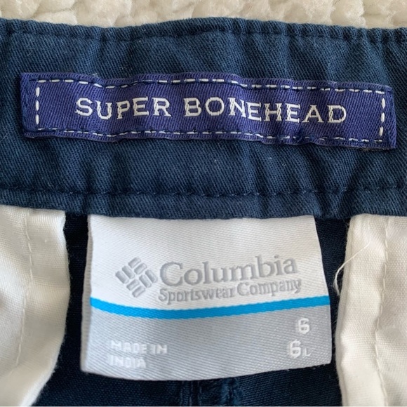 Columbia PFG Super Bonehead Shorts Womens 6 Blue Green Seahorse Print 6" inseam - Picture 2 of 11